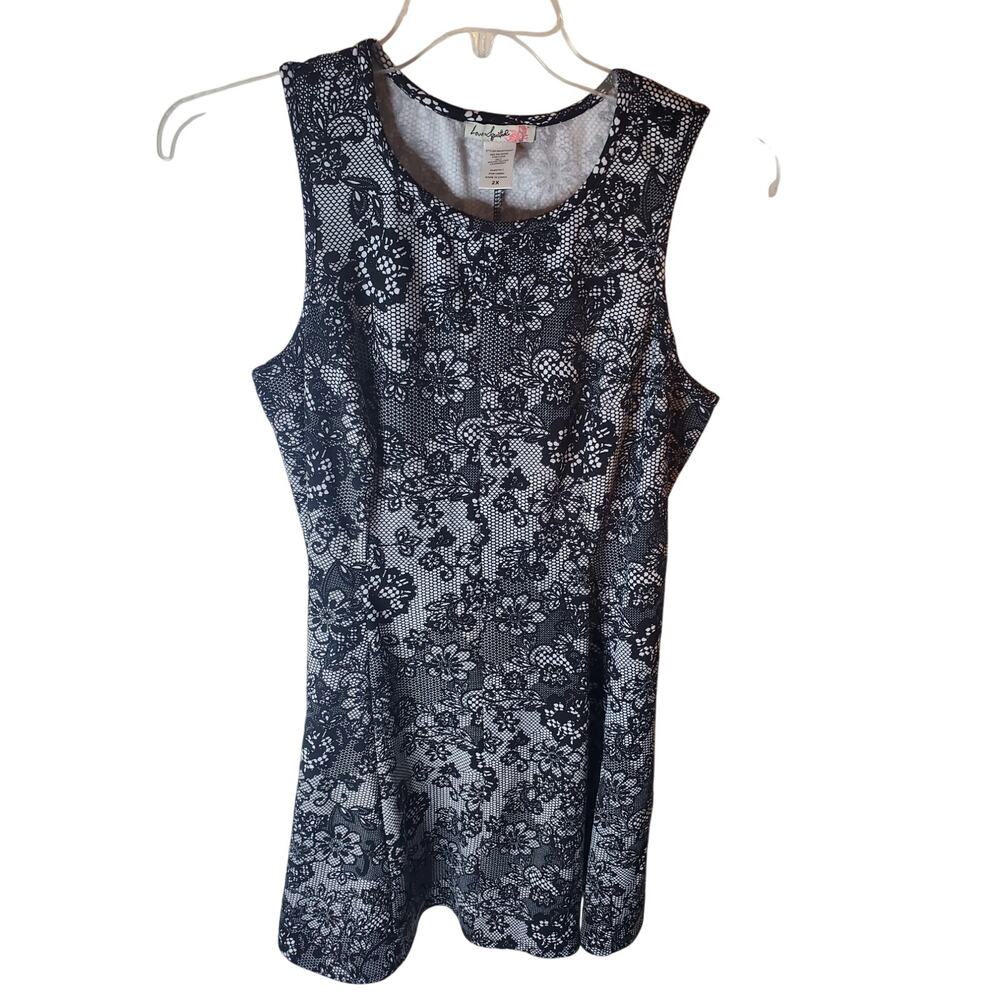 Love Squared Black and White Sleeveless Dress, 2X